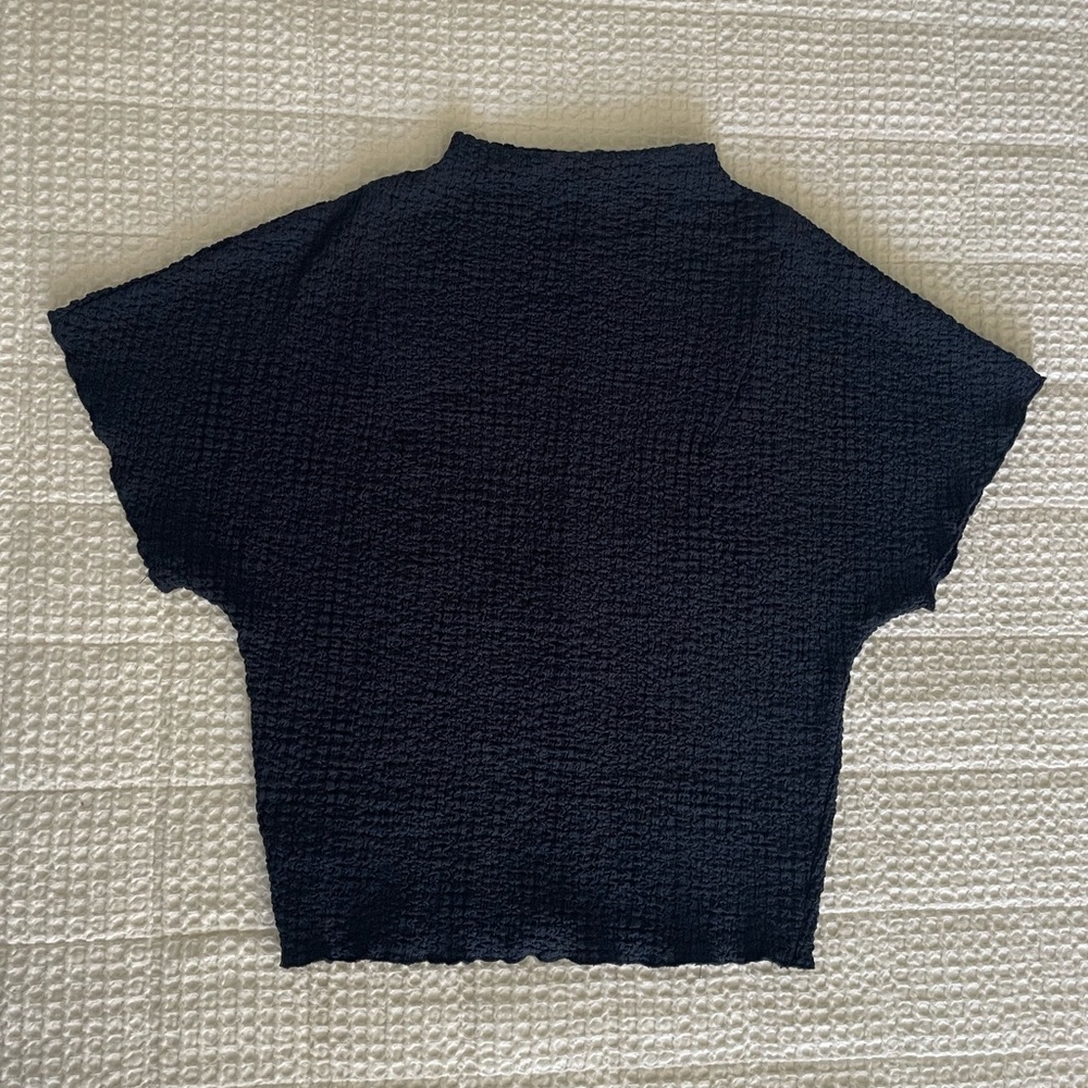 Zara Navy Textured Blouse